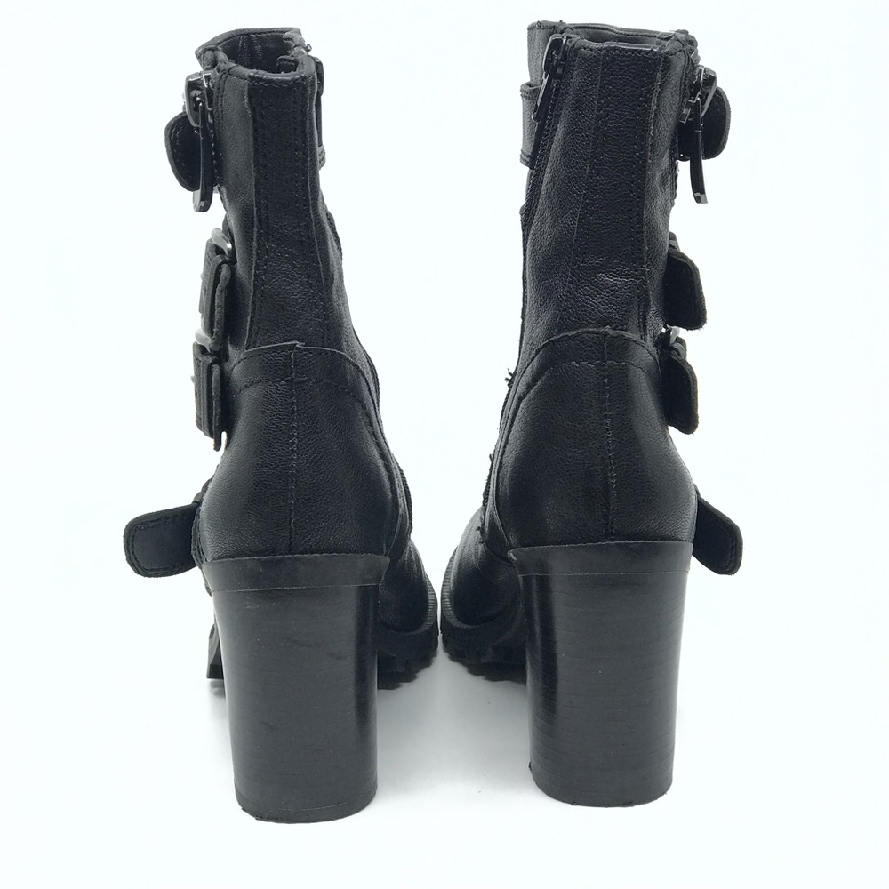 ALDO BLACK LEATHER MULTI BUCKLE BOOT - Picture 4 of 7